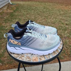 Hoka One Clifton 6 Lead Sea Foam Running Shoes Woman's Size 9 D Wide